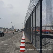 358 High Security Prison Mesh Fence with Razor Wire Coils.